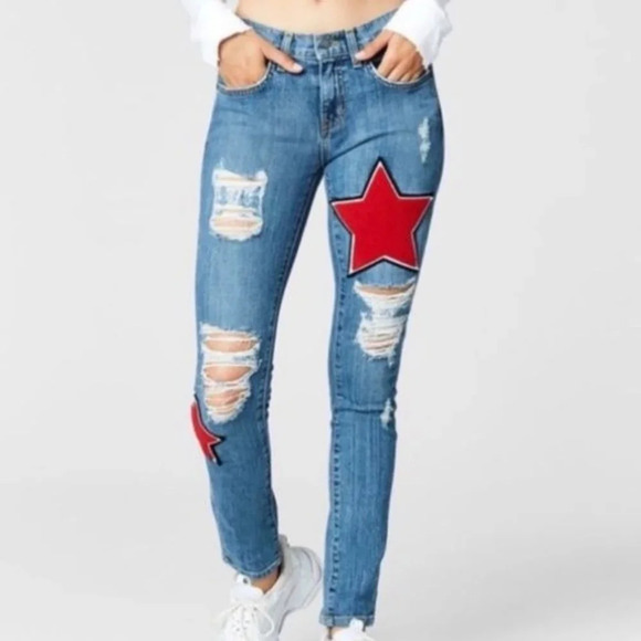 CARMAR Star Patch Jeans LF Sz 24 - Picture 1 of 7